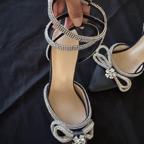 Chic Black and Silver Rhinestone Heels - Picture 3 of 6